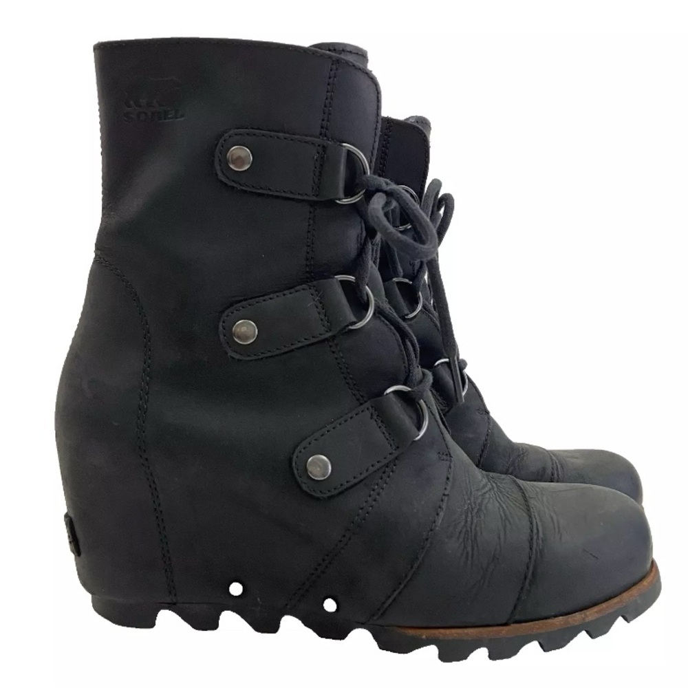Sorel Joan of Arctic Hidden Wedge Mid Boots Leather Waterproof 9.5 NL2173 Womens